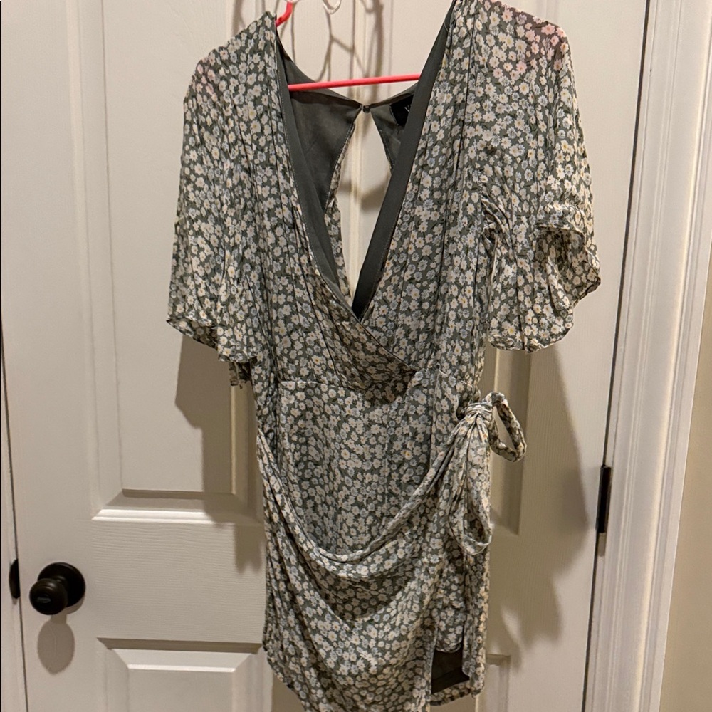 Floral V-Neck Romper with Tie Back
